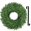 24 Inch Christmas Pine Wreath for Front Door with Hanger, Real Touch Artificial Green Wreath with Grapevine Base, Large Outdoor Indoor Holiday Farmhouse Winter Decor