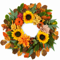 Fall Wreaths for Front Door 24 Inch, Autumn Wreath with Sunflowers, Pumpkins, Dahlias, Maple Leaves and Berries, Artificial Harvest Wreath for Thanksgiving Halloween Indoor Covered Outdoor Decor