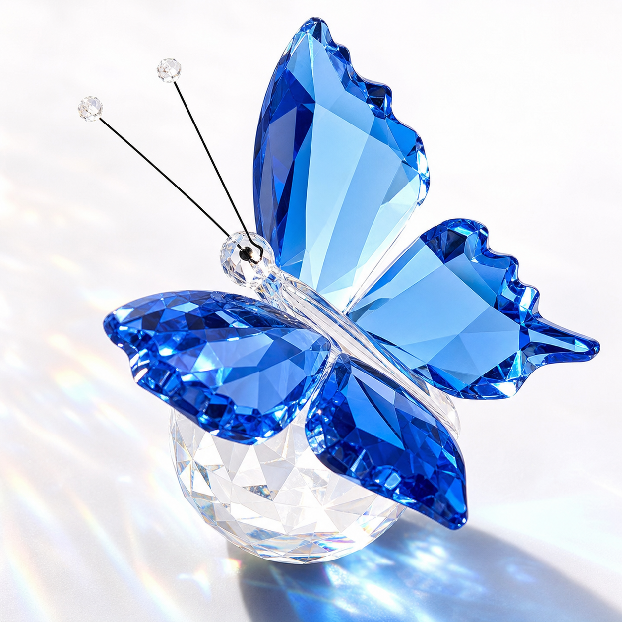Crystal Butterfly Figurine Set of 6 – Colorful Flying Butterfly Glass Ornaments with Gift Box – Elegant Home Decor, Collectible Figurines, Wedding & Gift Decoration (Multicolor 6pcs)