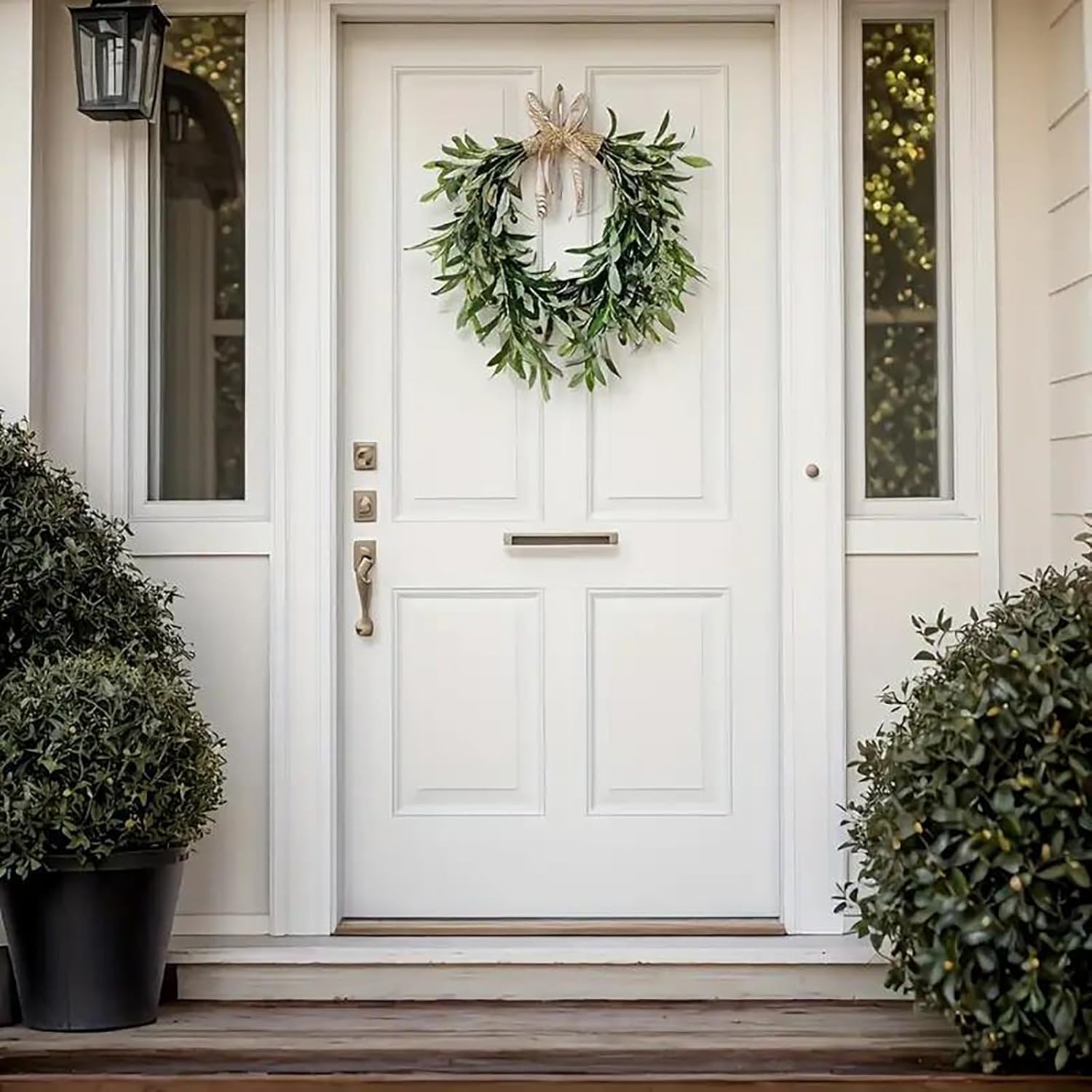 22" Heart Shaped Artificial Olive Leaf & Fruit Wreath - Realistic Green Olive Branches with Spring Floral Accents, Farmhouse Wall Door Wedding Arch Window Hanging for Indoor Outdoor Garden Decor（Single Pack）