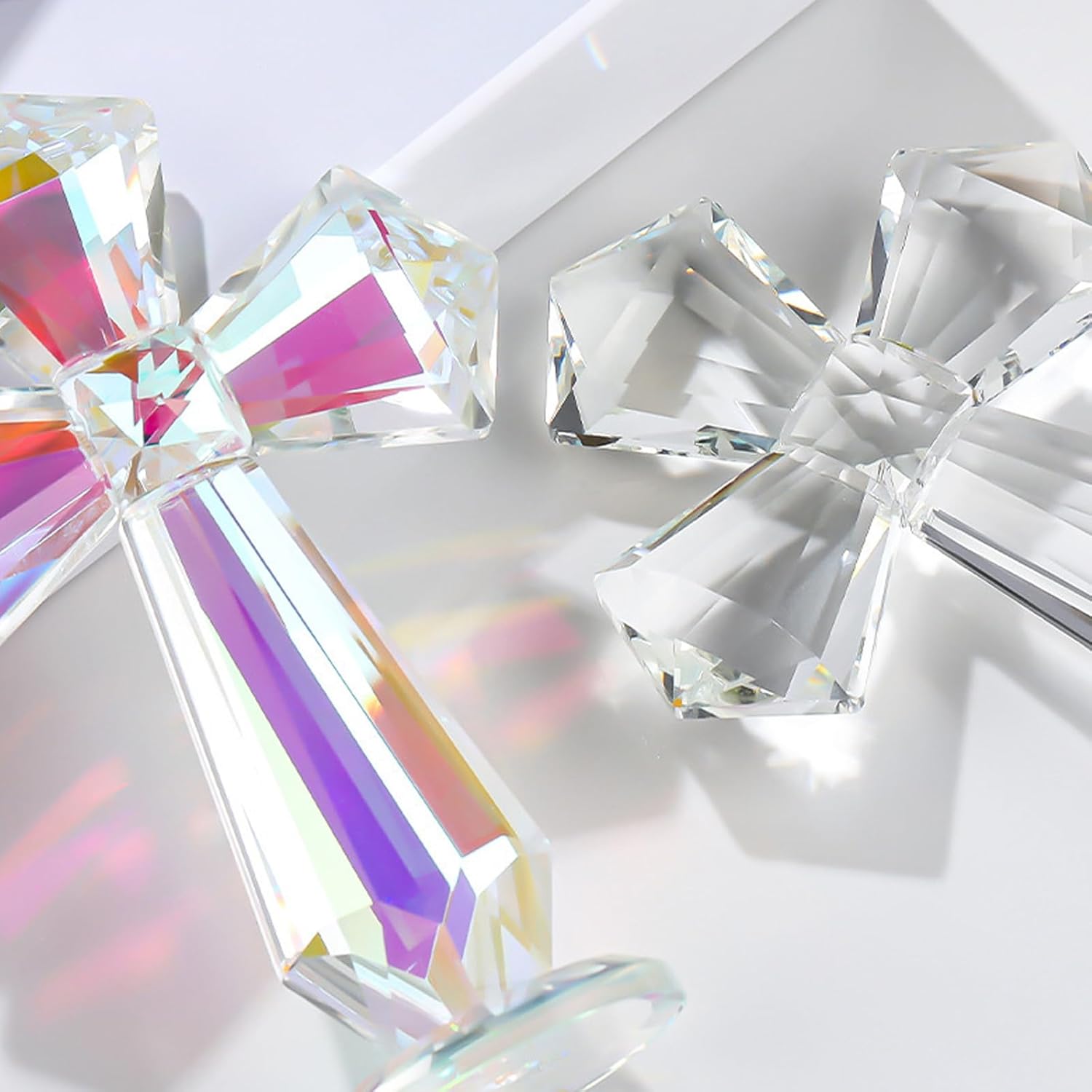Hand-Carved Crystal Cross Desk Decor - 6 Inch Spiritual Gift for Christians, Clear K9 Crystal Religious Figurine with 360° Faceted Design, Home Altar & Office Inspirational Ornament