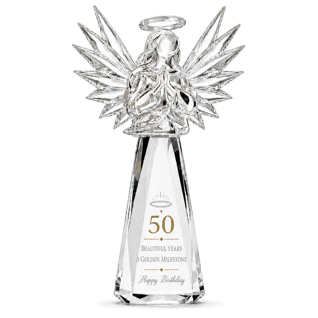 70th Birthday Gifts for Women, Clear Crystal Angel with Gift Box & Card