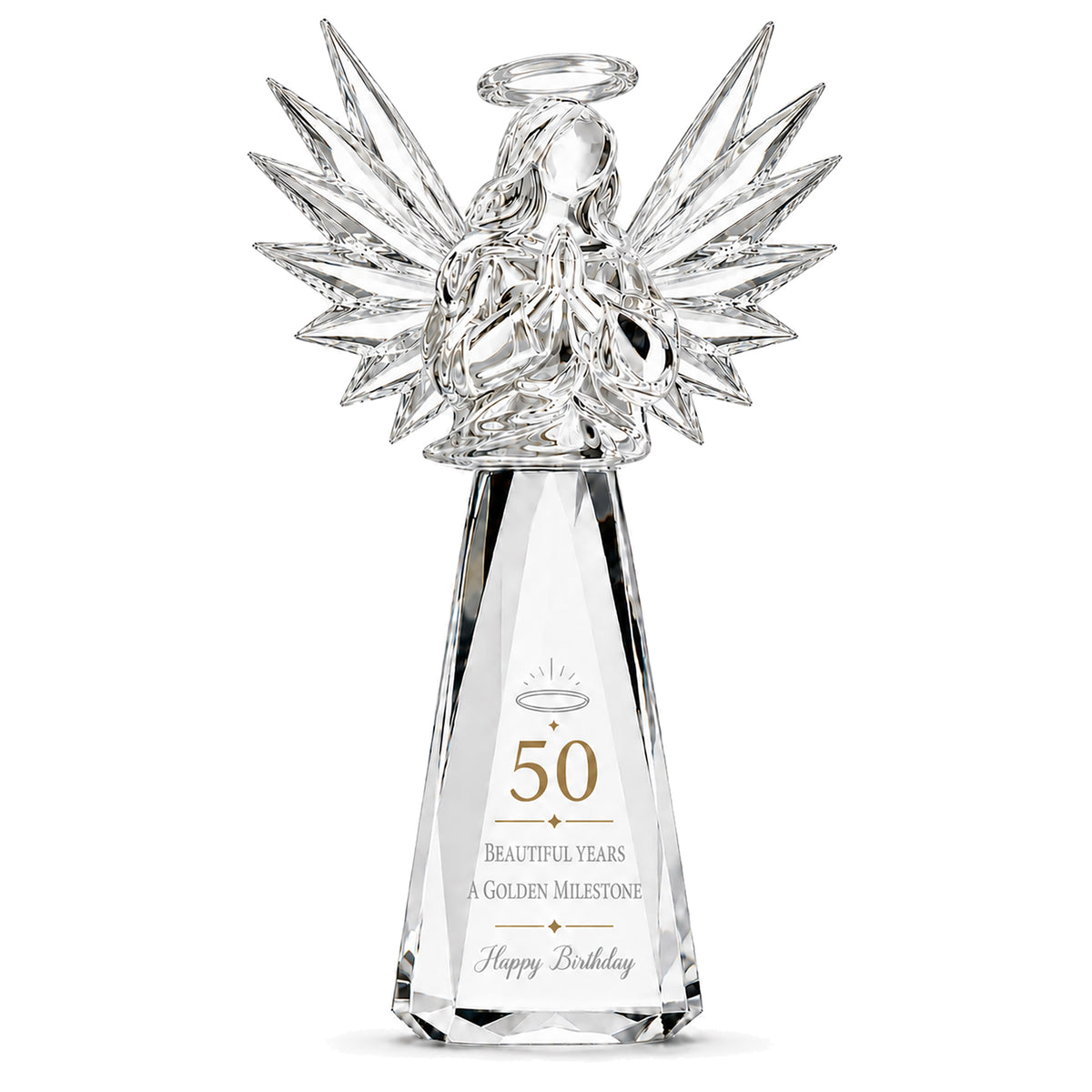 70th Birthday Gifts for Women, Clear Crystal Angel with Gift Box & Card