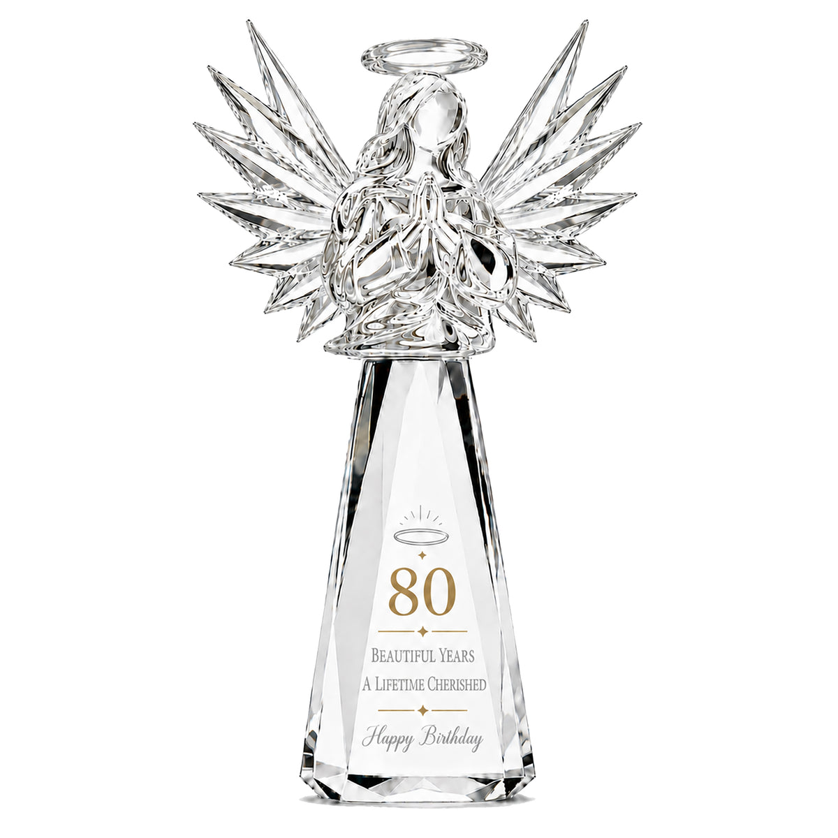 70th Birthday Gifts for Women, Clear Crystal Angel with Gift Box & Card